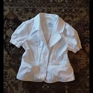 {Justice// White Buttoned Blazer With Pockets}